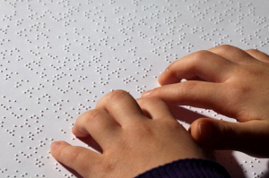 Hand while reading Braille