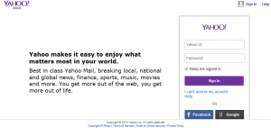 Yahoo mail login page